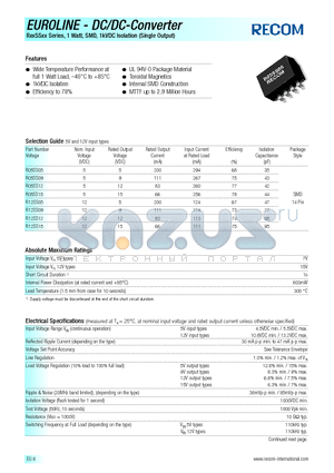 R05SS12 datasheet - EUROLINE - DC/DC - CONVERTER