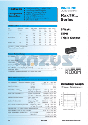 R05TR244872 datasheet - 3 Watt SIP8 Triple Output