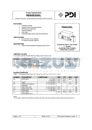 R0605250L datasheet - Si Reverse Hybrid , low current