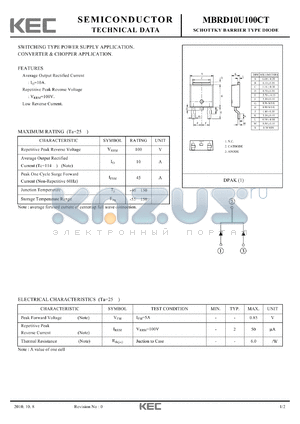 MBRD10U100CT datasheet - SCHOTTKY BARRIER TYPE DIODE