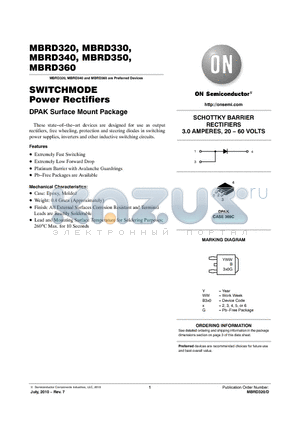 MBRD320T4 datasheet - SWITCHMODE Power Rectifiers