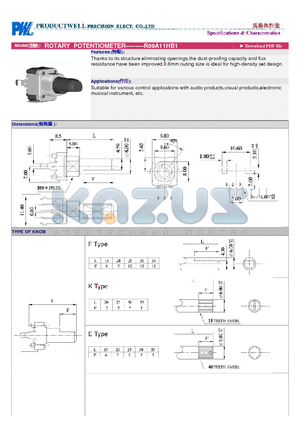 R09A11HB1 datasheet - ROTARY POTENTIOMETER