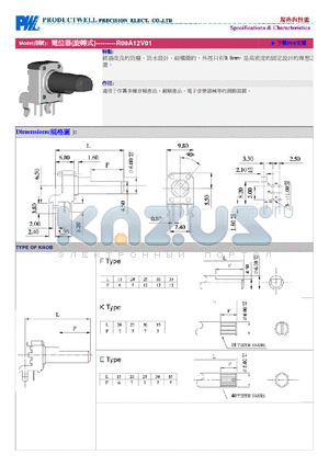 R09A12V01 datasheet - ROTARY POTENTIOMETER