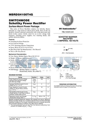 MBRD5H100T4G datasheet - SWITCHMODE Schottky Power Rectifier