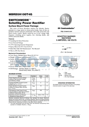 MBRD5H100T4G_0712 datasheet - SWITCHMODE Schottky Power Rectifier