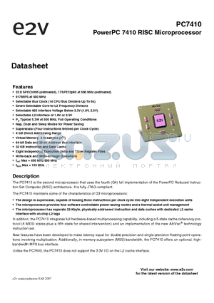 PC7410 datasheet - PowerPC 7410 RISC Microprocessor