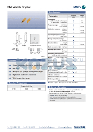 MS2V datasheet - SM Watch Crystal