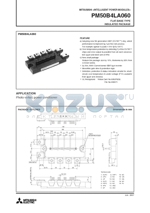 PM50B4LA060 datasheet - FLAT-BASE TYPE INSULATED PACKAGE