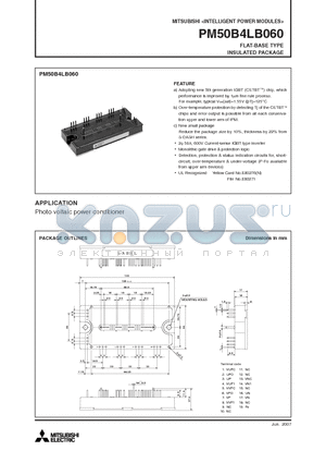 PM50B4LB060 datasheet - FLAT-BASE TYPE INSULATED PACKAGE