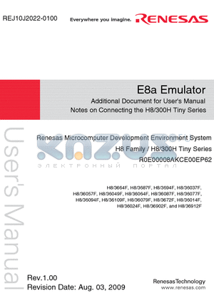 R0E00008AKCE00EP62 datasheet - Microcomputer Development Environment System