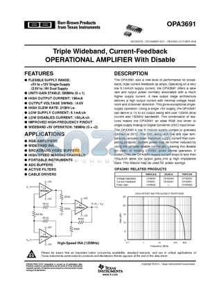 OPA3681 datasheet - Triple Wideband, Current-Feedback OPERATIONAL AMPLIFIER With Disable