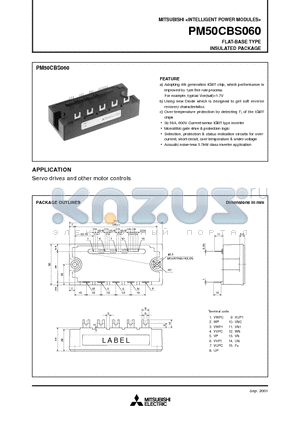 PM50CBS060 datasheet - FLAT-BASE TYPE INSULATED PACKAGE