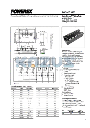 PM50CBS060 datasheet - Intellimod Module MAXISS Series Multi AXIS Servo IPM (50 Amperes/600 Volts)