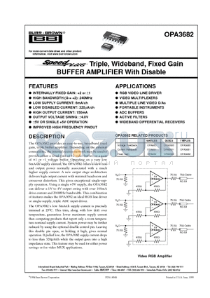 OPA3682E datasheet - Triple, Wideband, Fixed Gain BUFFER AMPLIFIER With Disable