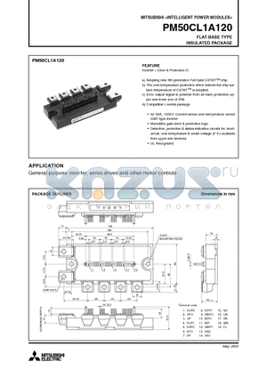 PM50CL1A120 datasheet - INTELLIGENT POWER MODULES FLAT-BASE TYPE INSULATED PACKAGE