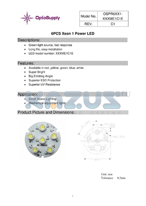 M7XME1C1E datasheet - 6PCS Xeon 1 Power LED Green light source, fast response