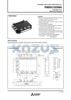 PM50CSD060 datasheet - FLAT-BASE TYPE INSULATED PACKAGE