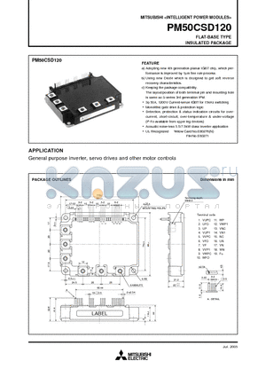 PM50CSD120 datasheet - FLAT-BASE TYPE INSULATED PACKAGE