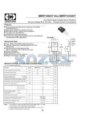 MBRF10100CT datasheet - Dual High-Voltage Schottky Barrier Rectifiers