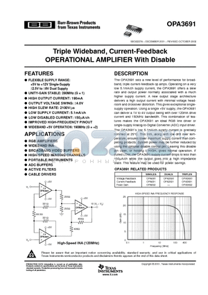 OPA3691ID datasheet - Triple Wideband, Current-Feedback OPERATIONAL AMPLIFIER With Disable