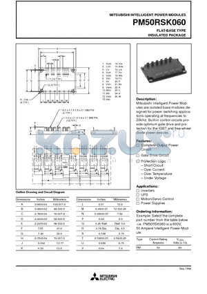 PM50RSK060 datasheet - FLAT-BASE TYPE INSULATED PACKAGE