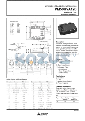 PM50RVA120 datasheet - FLAT-BASE TYPE INSULATED PACKAGE