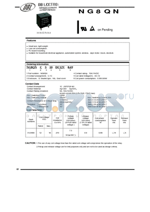 NG8QN datasheet - Low coil consumption. / PC board mounting.