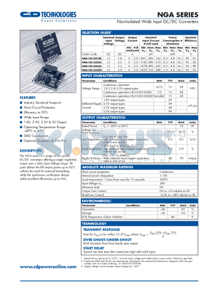 NGA datasheet - Non-Isolated Wide Input DC-DC Converters