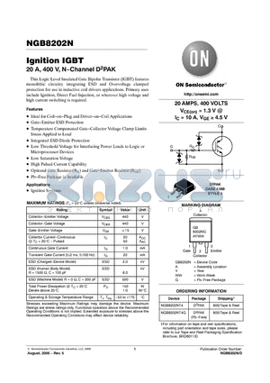 NGB8202NT4 datasheet - Ignition IGBT