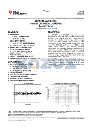 OPA378AIDCKT datasheet - Low-Noise, 900kHz, RRIO, Precision OPERATIONAL AMPLIFIER Zer-Drift Series