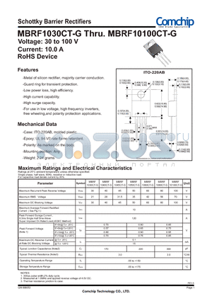 MBRF1050CT-G datasheet - Schottky Barrier Rectifiers