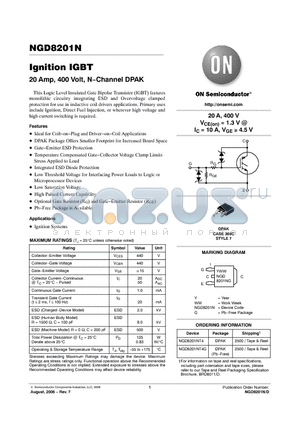 NGD8201NT4 datasheet - Ignition IGBT