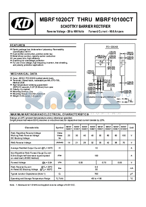 MBRF1050CT datasheet - SCHOTTKY BARRIER RECTIFIER