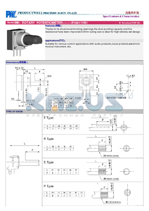 R10611VB1 datasheet - ROTARY POTENTIOMETER