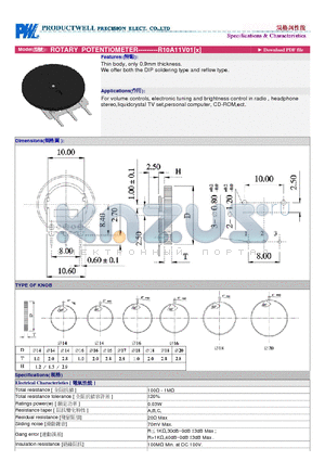 R10A11V01 datasheet - ROTARY POTENTIOMETER