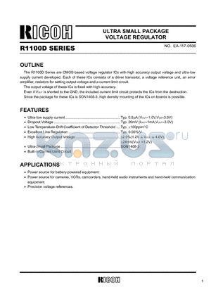 R1100D datasheet - ULTRA SMALL PACKAGE VOLTAGE REGULATOR