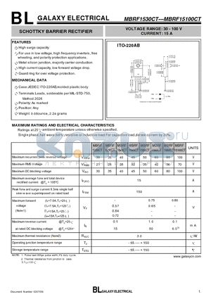 MBRF1540CT datasheet - SCHOTTKY BARRIER RECTIFIER