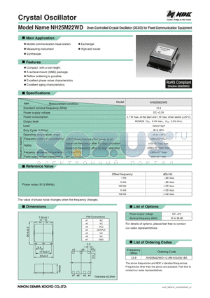 NH25M22WD-12.8M-NSA3418A datasheet - Oven-Controlled Crystal Oscillator (OCXO) for Fixed Communication Equipment