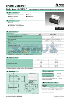 NH37M28LB datasheet - Oven-Controlled Crystal Oscillator (OCXO) for Fixed Communication Equipment