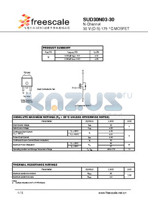 SUD30N03-30 datasheet - N-Channel 30 V (D-S) 175 `C MOSFET