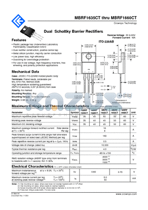 MBRF1635CT datasheet - Dual Schottky Barrier Rectifiers