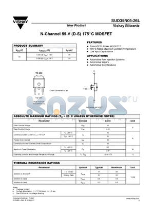 SUD35N05-26L datasheet - N-Channel 55-V (D-S) 175 C MOSFET