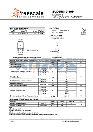 SUD35N10-26P datasheet - N-Channel 100 V (D-S) 175 `C MOSFET