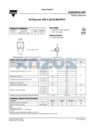 SUD35N10-26P datasheet - N-Channel 100-V (D-S) MOSFET