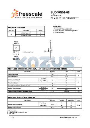 SUD40N02-08 datasheet - N-Channel 20 V (D-S) 175 `C MOSFET