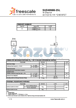 SUD40N06-25L datasheet - N-Channel 60 V (D-S) 175 `C MOSFET