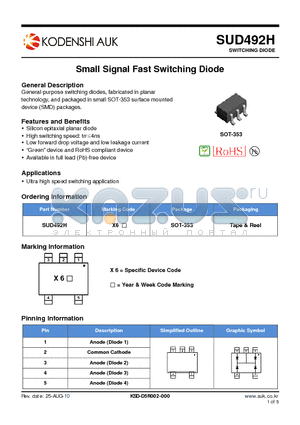 SUD492H datasheet - Small Signal Fast Switching Diode