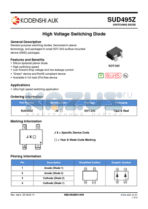 SUD495Z datasheet - High Voltage Switching Diode