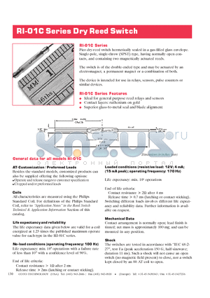 RI-01CA datasheet - Dry Reed Switch