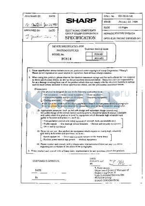 PC814 datasheet - DEVICE SPECIFICATION FOR PHOTOCOUPLER